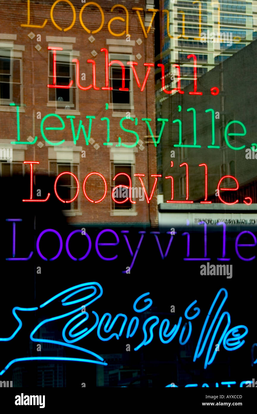 META vintage neon sign at night, Louisville, Kentucky Stock Photo - Alamy