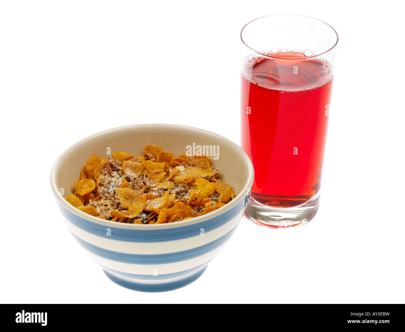 Breakfast Cereal And Fruit Juice Stock Photo Alamy
