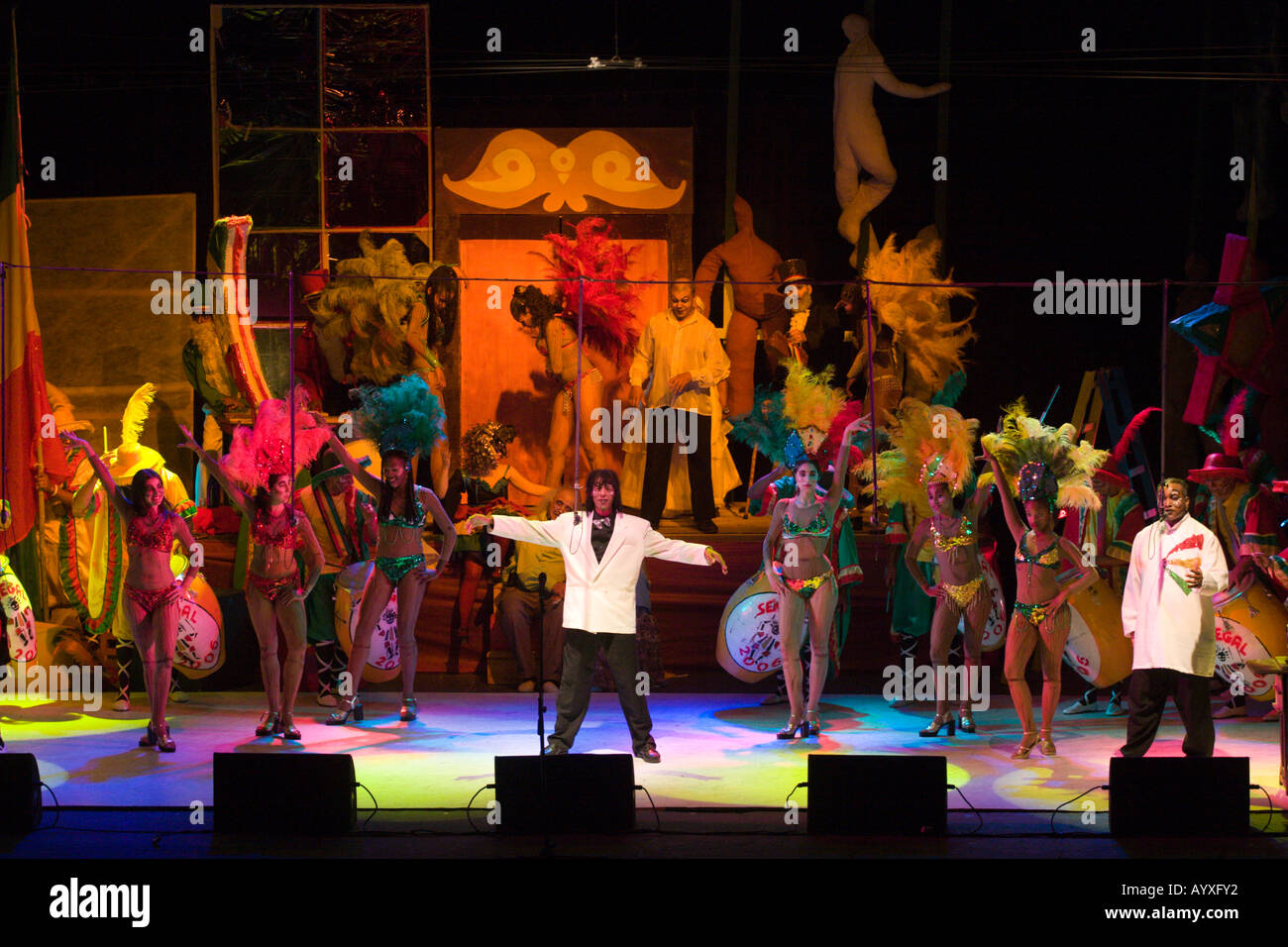 Show in the Teatro de Verano Summer Theater competence in Montevideo Uruguay during 2006 carnival Stock Photo