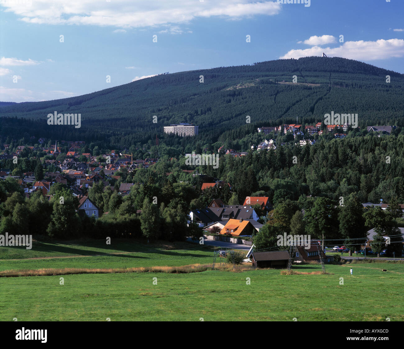 Stadtansicht, Landschaft, Panoramablick mit dem Wurmberg, Braunlage ...