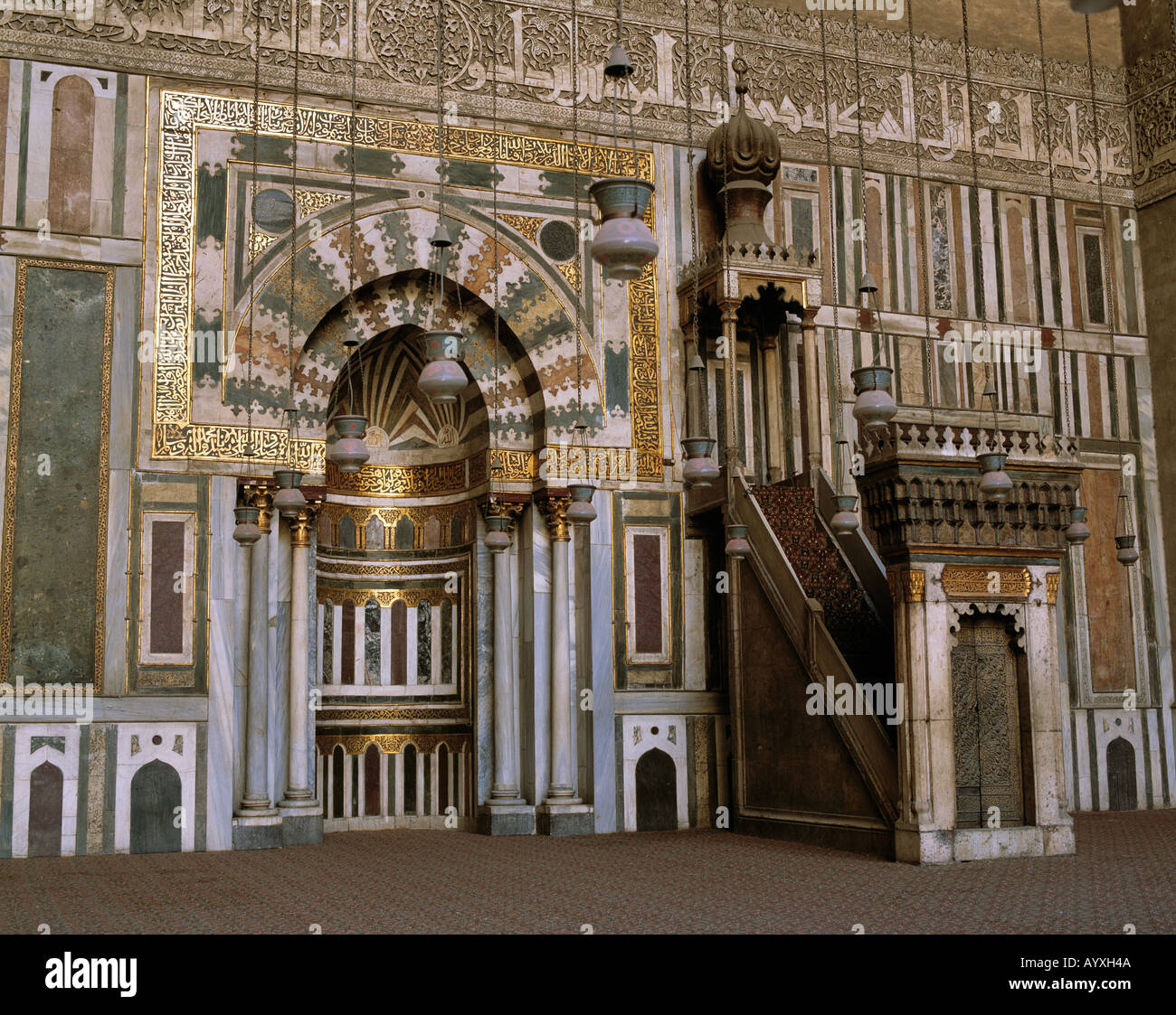 Sultan-Hassan-Moschee, Innenansicht, Kairo, Unteraegypten Stock Photo