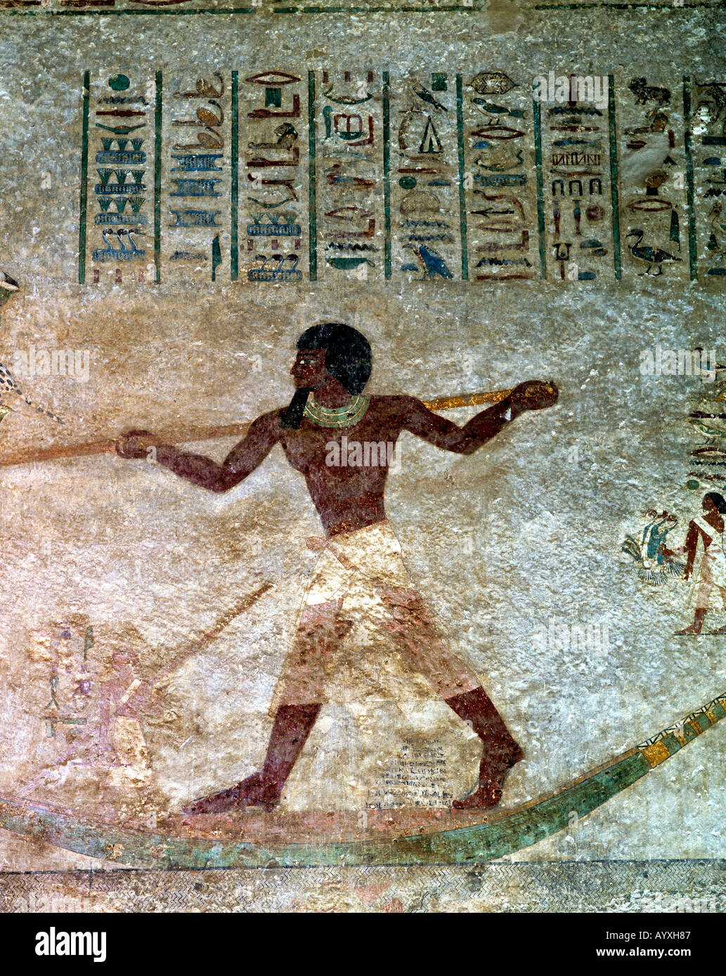 Wandmalerei, Fresko, Fresken, Relief, Hieroglyphen, Tempel Sethos I in ...