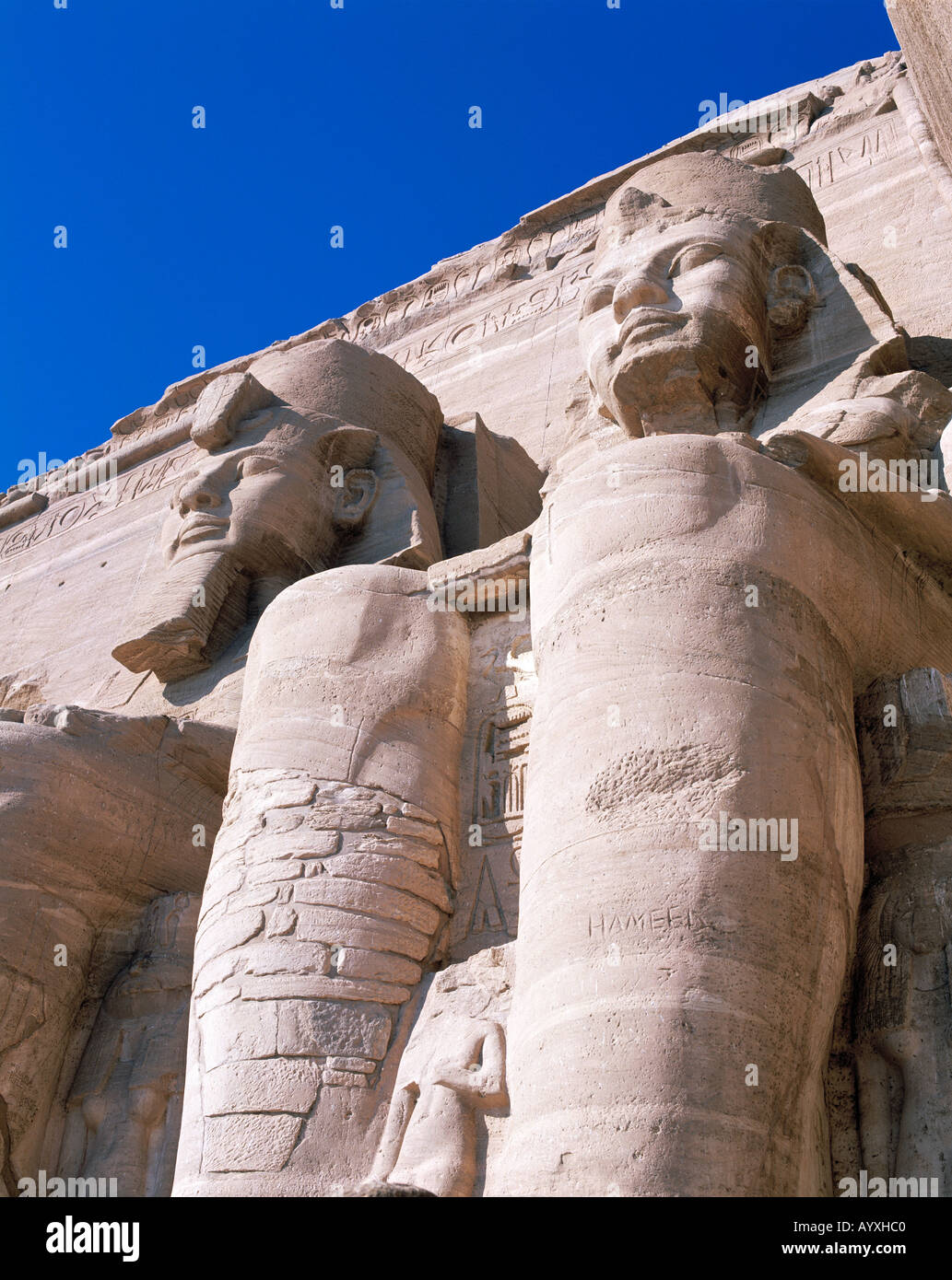 Kolossalsitzbilder von Ramses II, Statuen, Grosser Felsentempel, Abu Simbel, Oberaegypten Stock Photo