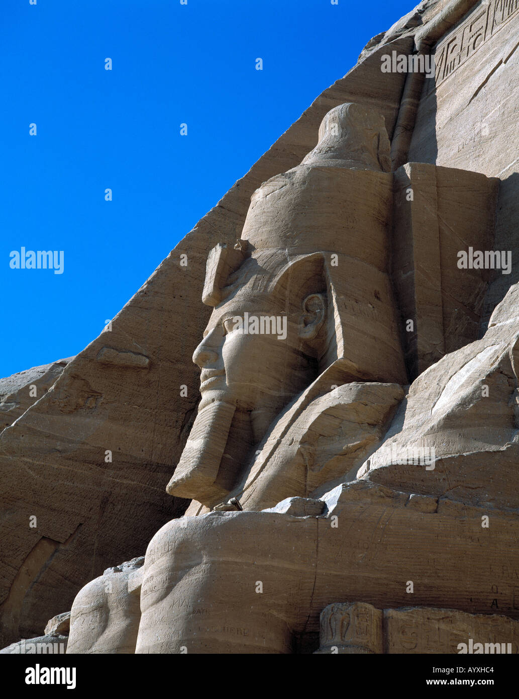 Kolossalsitzbild von Ramses II, Statue, Grosser Felsentempel, Abu Simbel, Oberaegypten Stock Photo