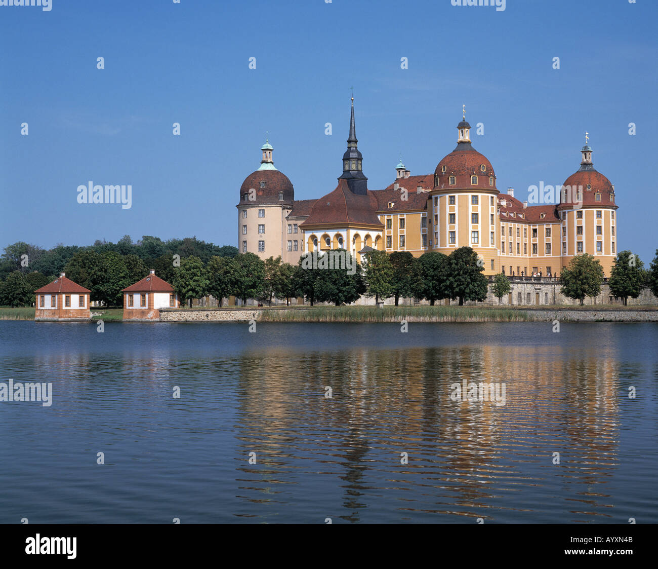 Jagdschloss Moritzburg im Moritzburger Teichgebiet, Sachsen Stock Photo