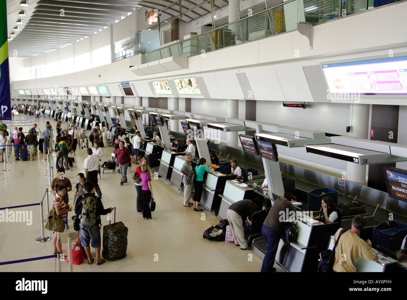 Check-in counter at Perth International Airport, Western Australia. Stock Photo