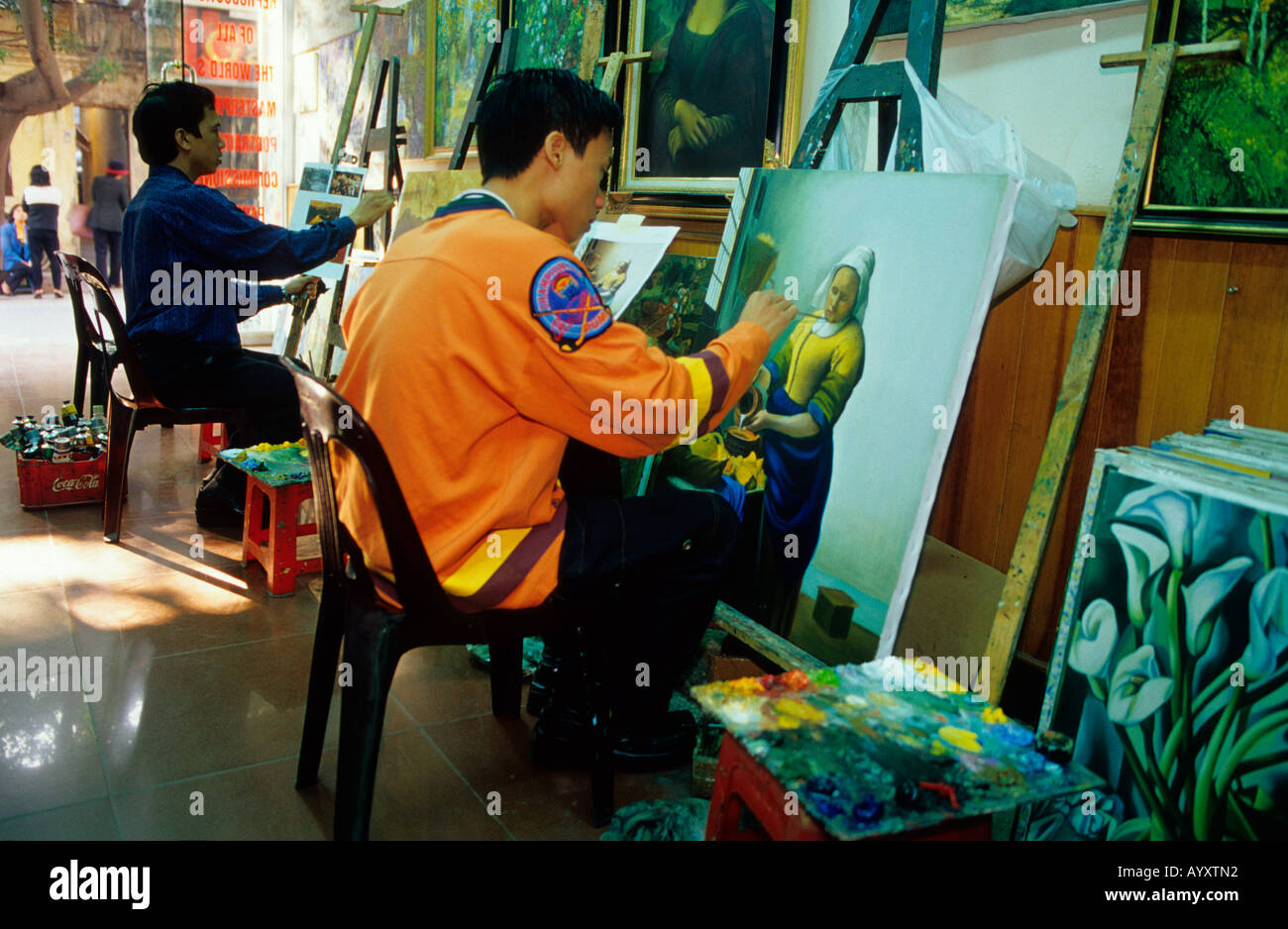 An artist copying a famous picture.Hanoi.Vietnam Stock Photo - Alamy