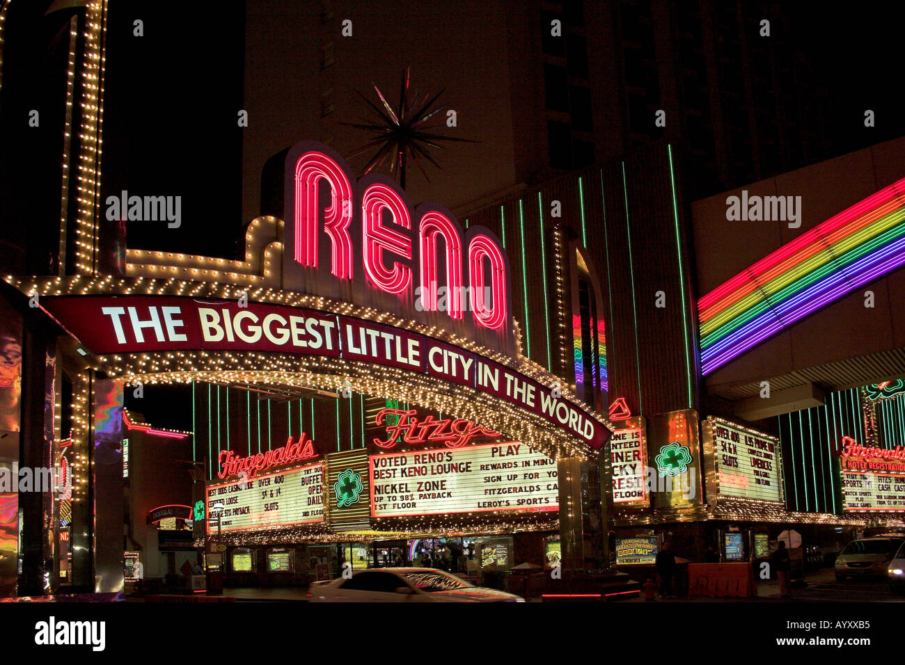 Reno Nevada at Night Stock Photo - Alamy