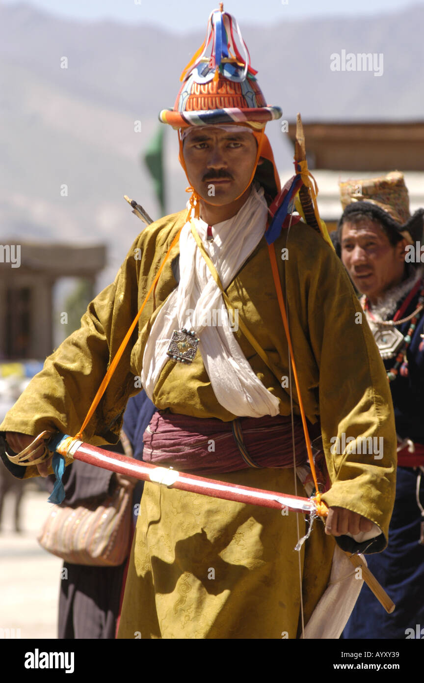 Portrait of traditional dress Ladakhi men during Ladakh festival Leh