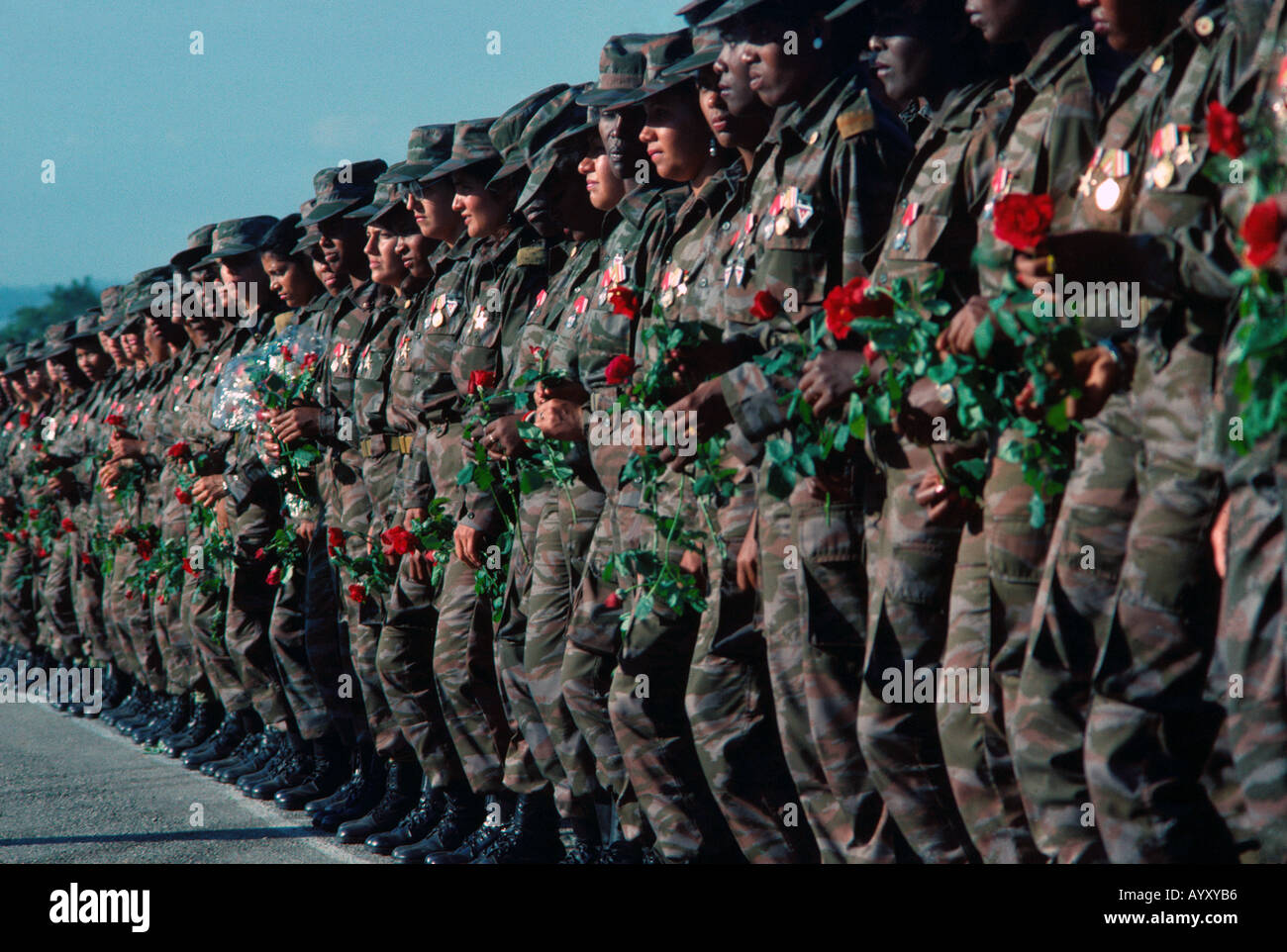 Cuban soldiers returning from Angola in 1989, Havana, Cuba Stock Photo
