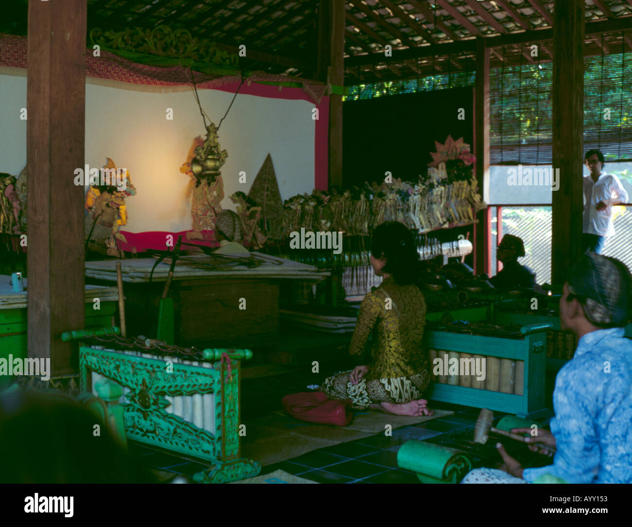 Gamelan orchestra and shadow puppet show (wayang kulit or wayang golek