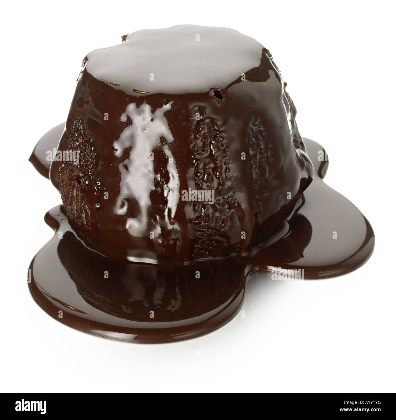 chocolate sponge pudding and sauce Stock Photo Alamy