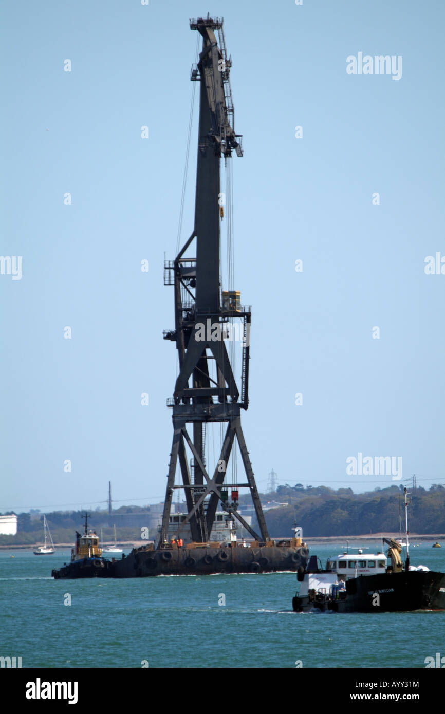 HLV Canute Floating Crane Barge in the Port of Southampton England Stock Photo