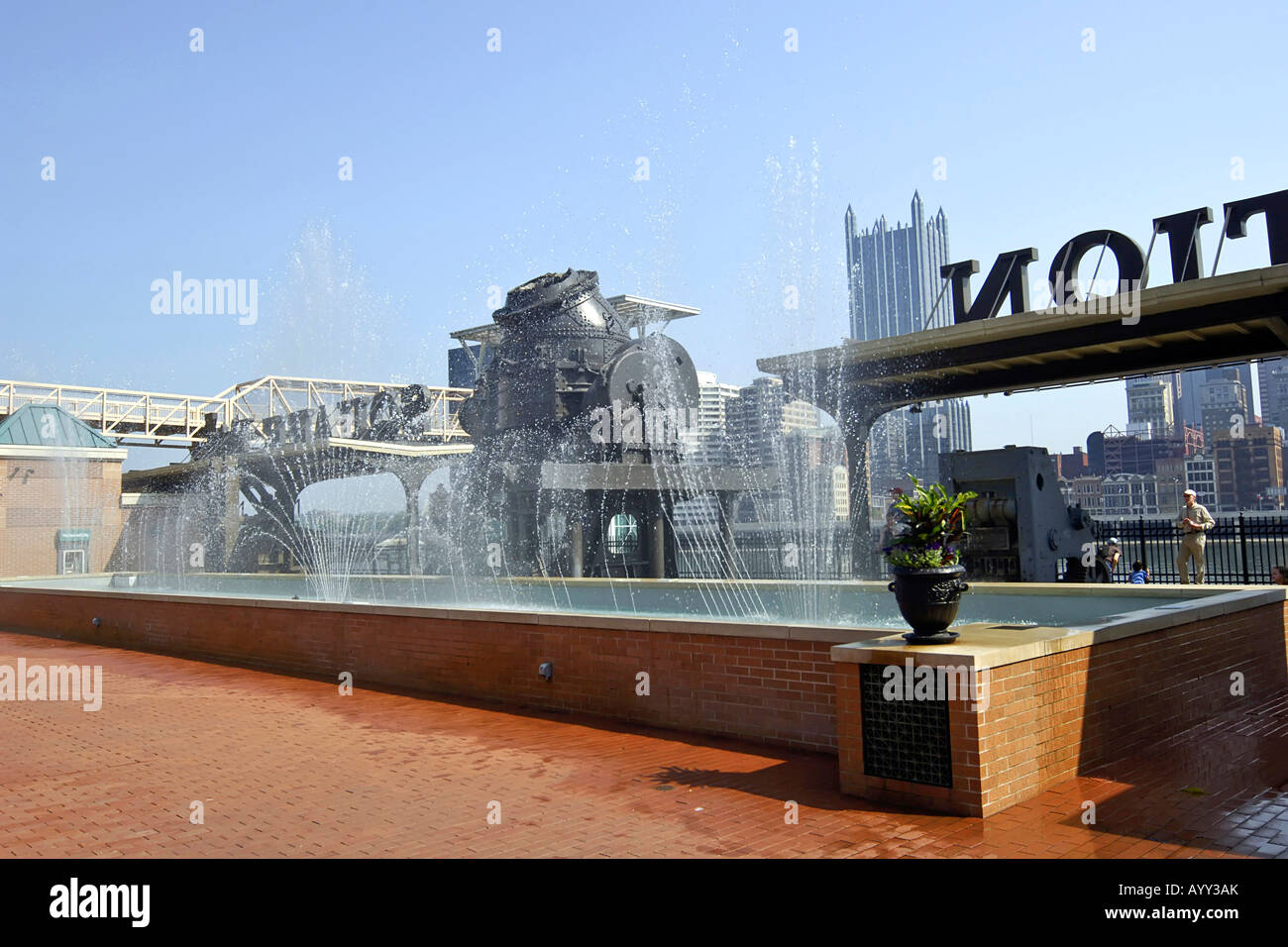 A Clinton Steel furnace now on display in Bessemer Court Plaza