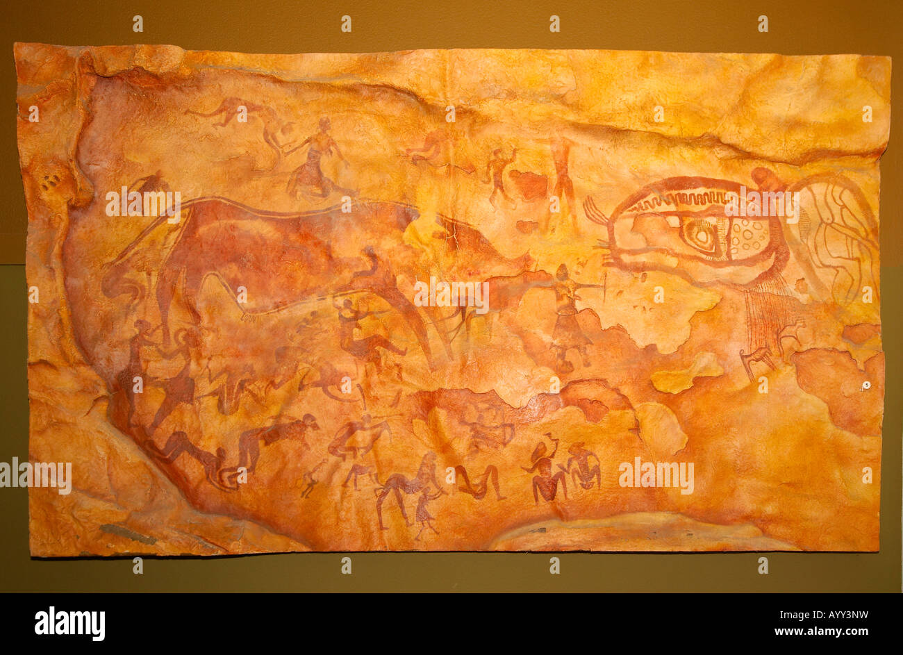 Neolithic Wall Painting at the Jamahiriya Museum, Tripoli, Libya, North Africa Stock Photo
