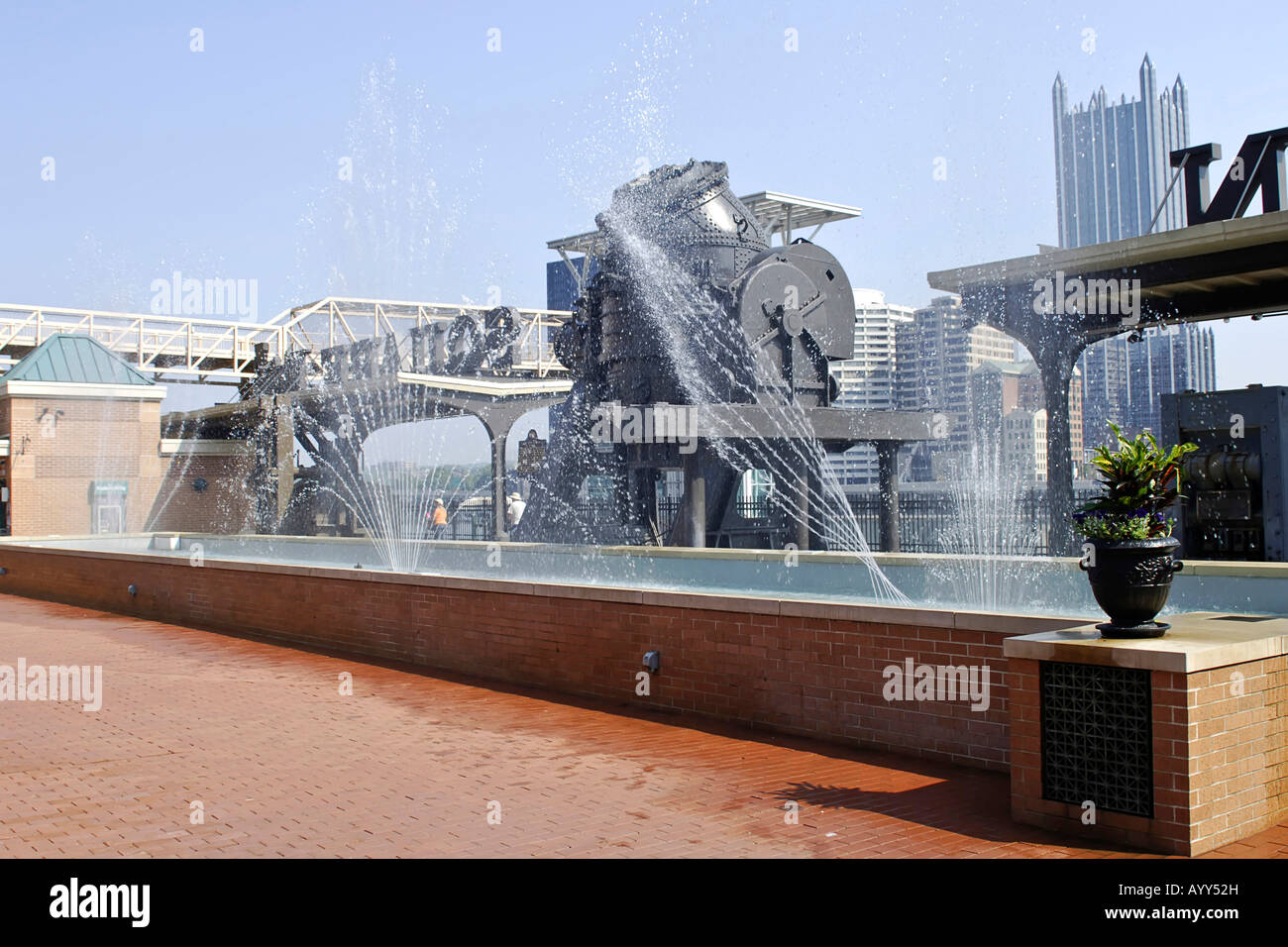 A Clinton Steel furnace now on display in Bessemer Court Plaza