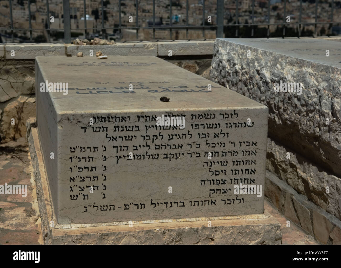 Robert Maxwell s Grave in the Old Jewish cemetary in Jerusalem with stones placed upon it Stock Photo