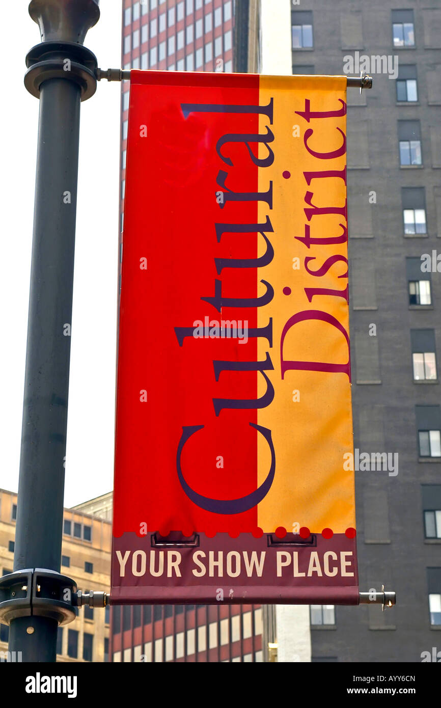 Cultural District banner in downtown Pittsburgh Pennsylvania PA Stock Photo