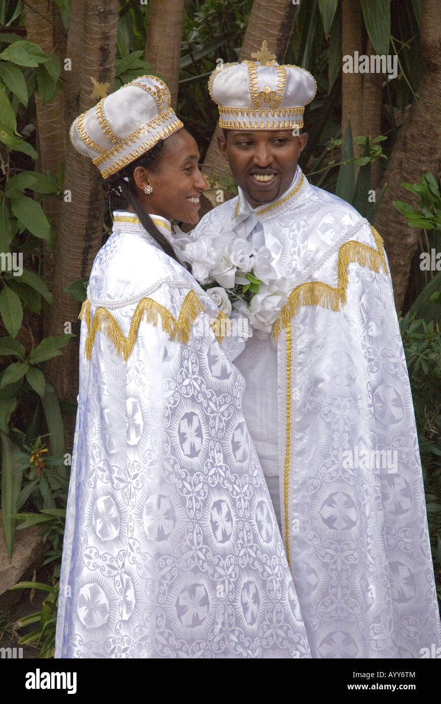 Bride and Groom dressed in costumes of a king and queen, Addis Abeba
