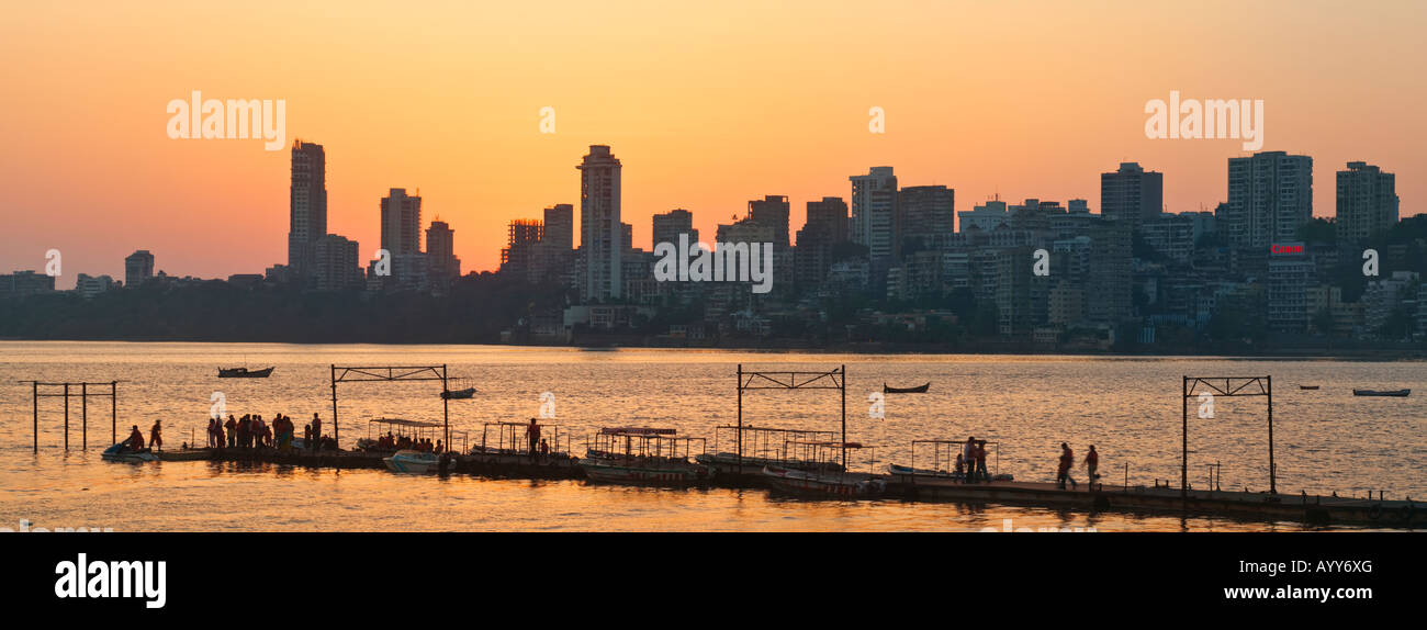 Mumbai skyline at sunset, India Stock Photo