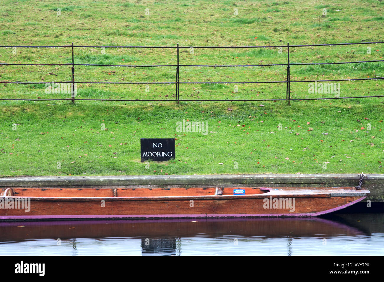 No mooring 'River Cam' cambridge Kings College Stock Photo