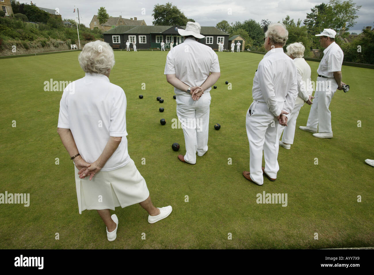 A bowls match in Gloucestershire UK Stock Photo