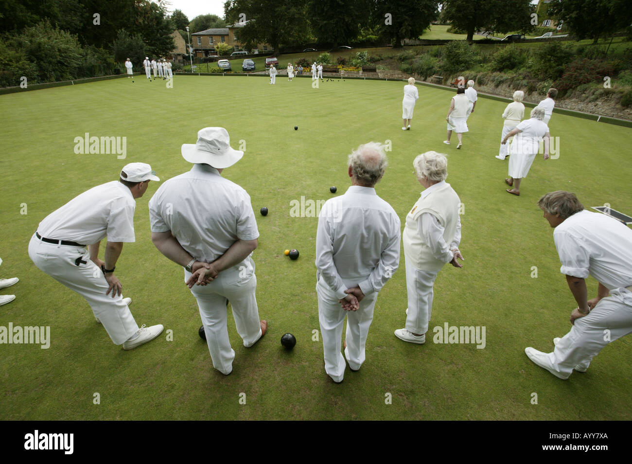 A bowls match in Gloucestershire UK Stock Photo