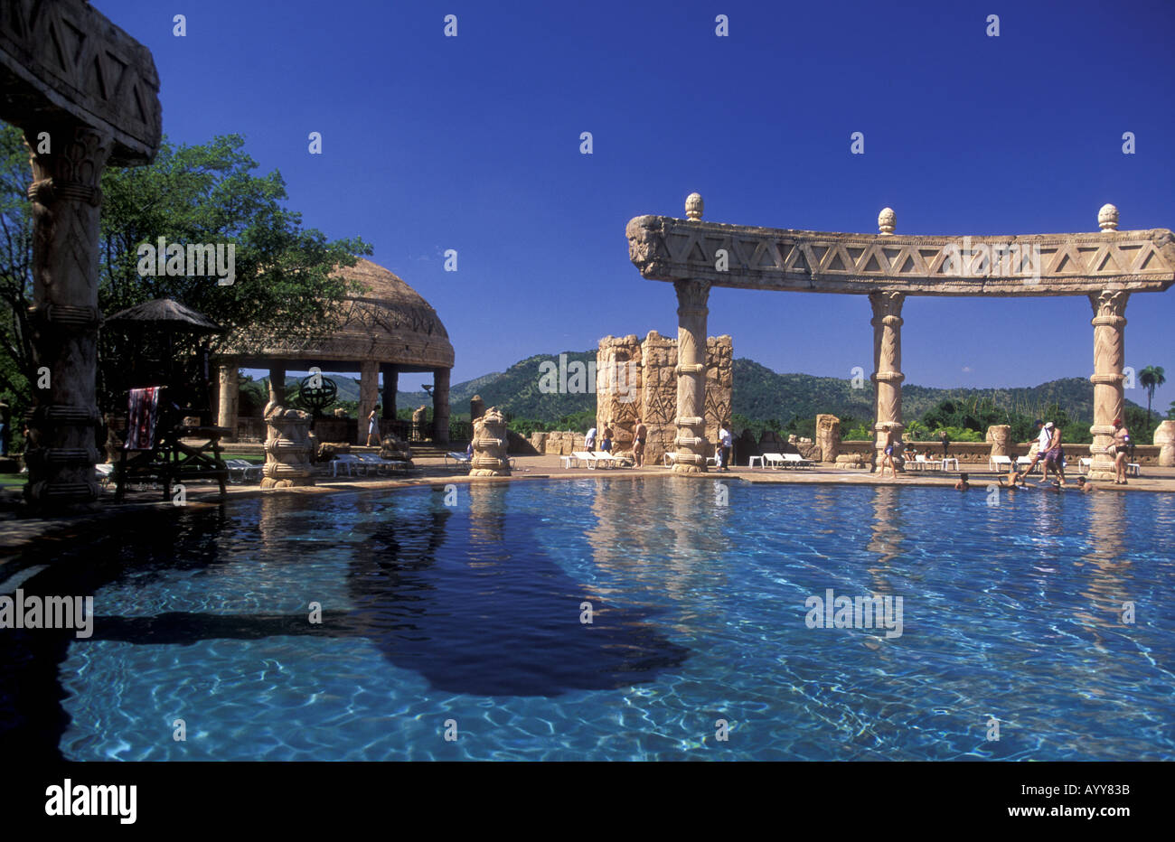 Swimming pool at the Lost City complex Sun City South Africa Stock Photo