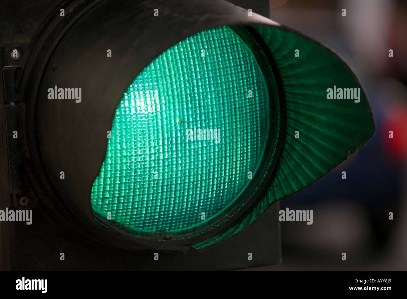 A green light at temporary traffic lights in Shropshire UK Stock Photo