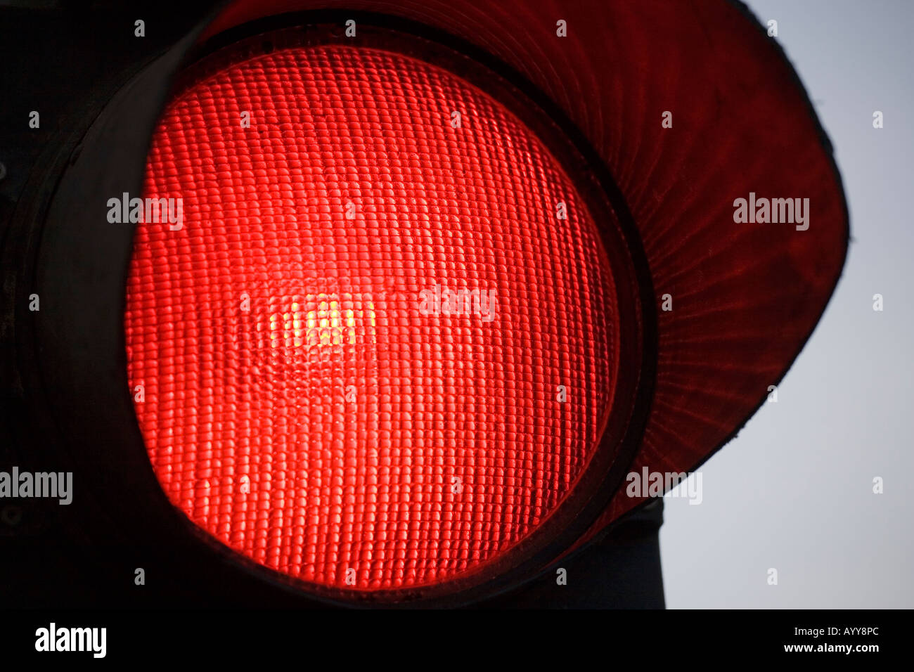 A red stop light at temporary traffic lights in Shropshire UK Stock Photo