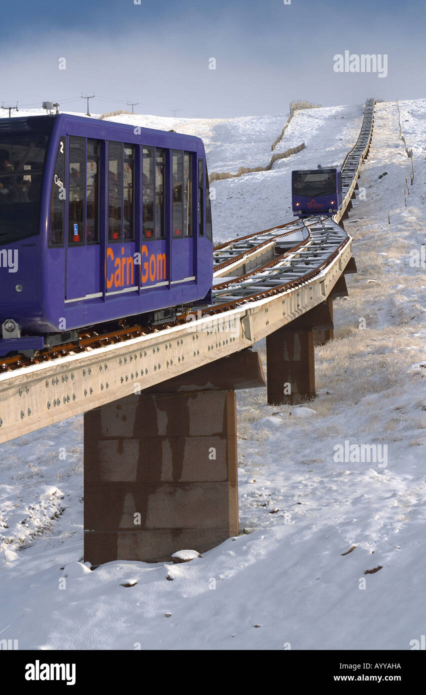 Funicular Railway in winter - Cairngorm Mountains, Scotland Stock Photo