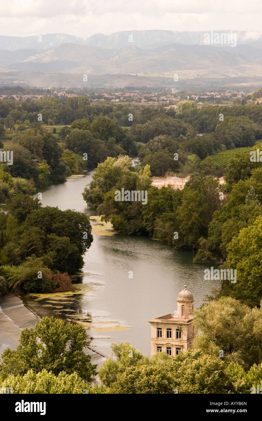 A view of the River Orb from the Cathedral Saint Nazaire in Beziers France. Stock Photo