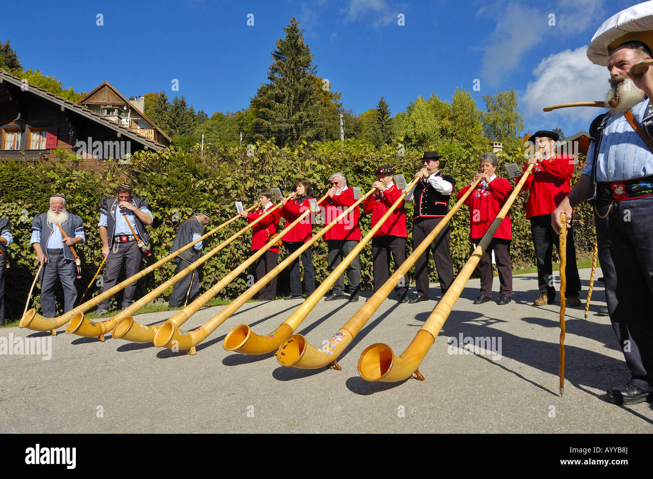 Alp horn concert Stock Photo Alamy