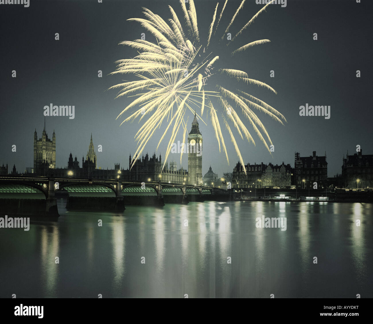 GB - LONDON: Fireworks above Westminster Stock Photo