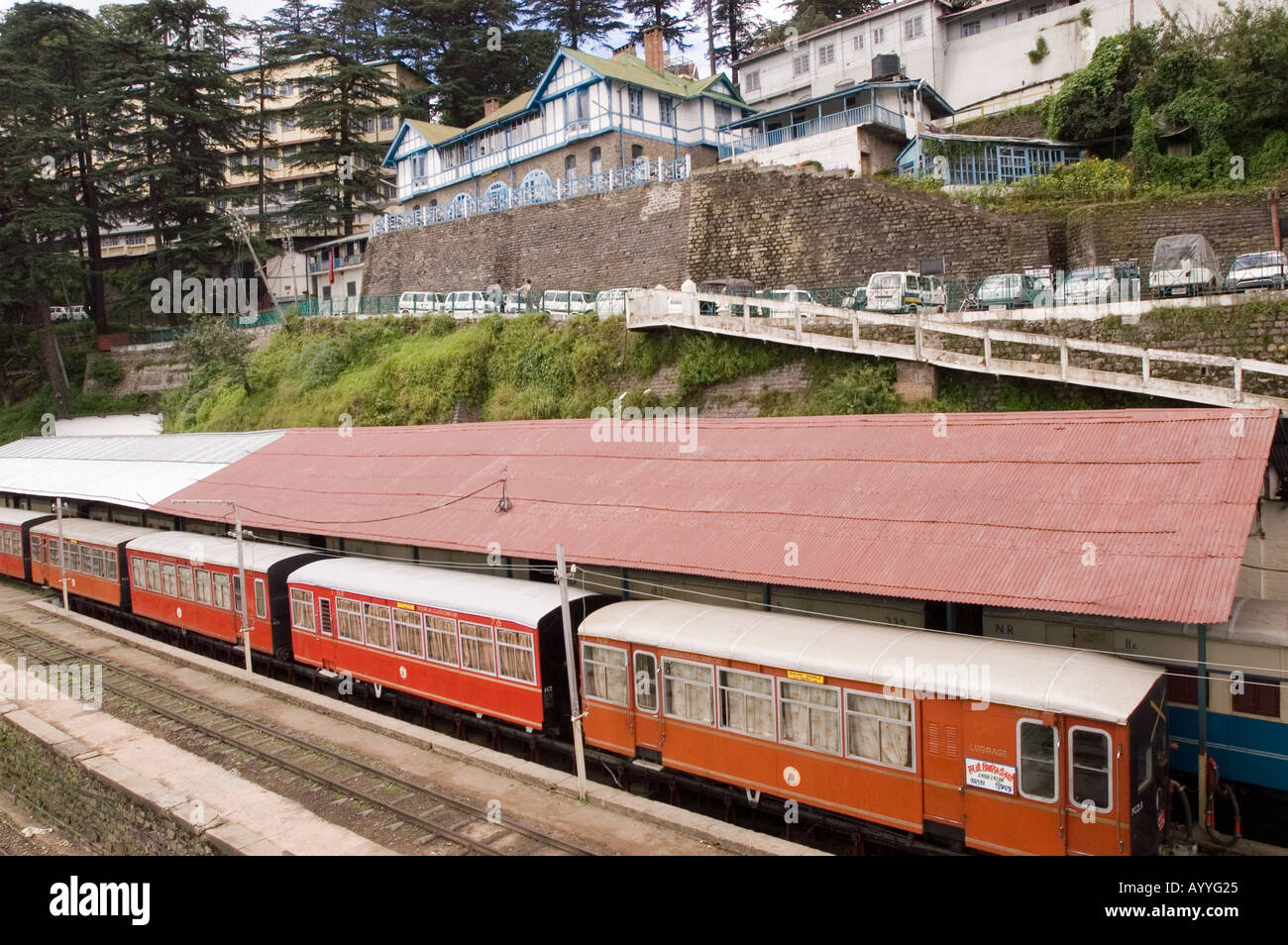 Shivalik express waiting on Shimla Railway Station Famous Shimla Kalka Toy Train Himachal