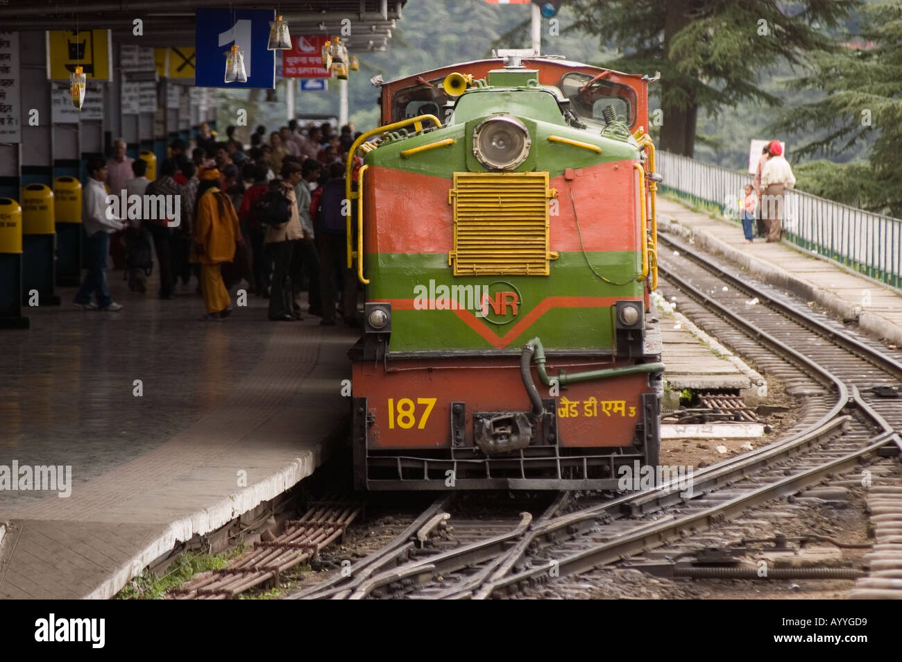 Passengers on Shimla Railway Station Famous Shimla Kalka Toy Train Himachal Pradesh India Stock
