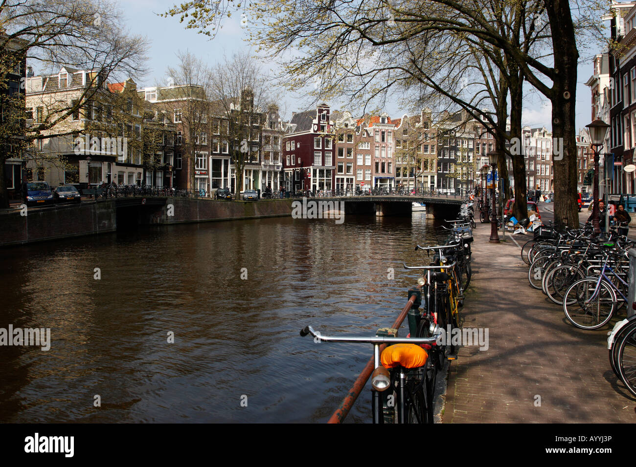 view towards singel within the eastern canal ring amsterdam netherlands north holland europe Stock Photo