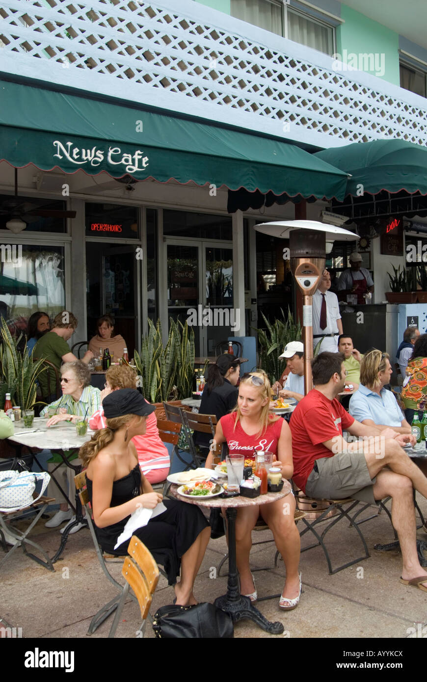 News Cafe on Ocean Drive Miami Florida USA Stock Photo - Alamy