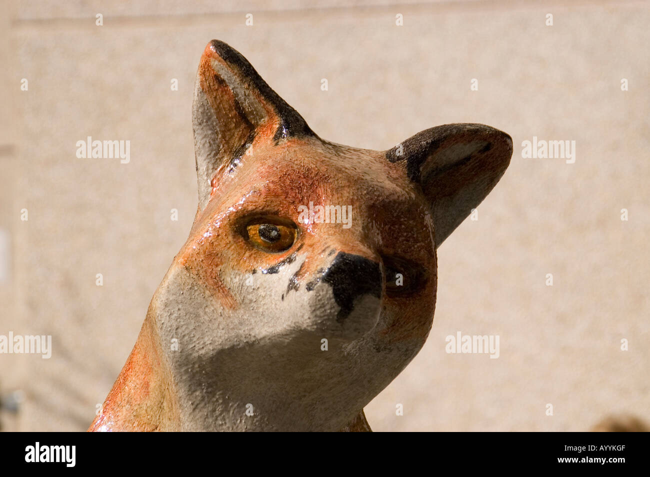 Fox artwork in downtown Anchorage Alaska No property release Stock Photo