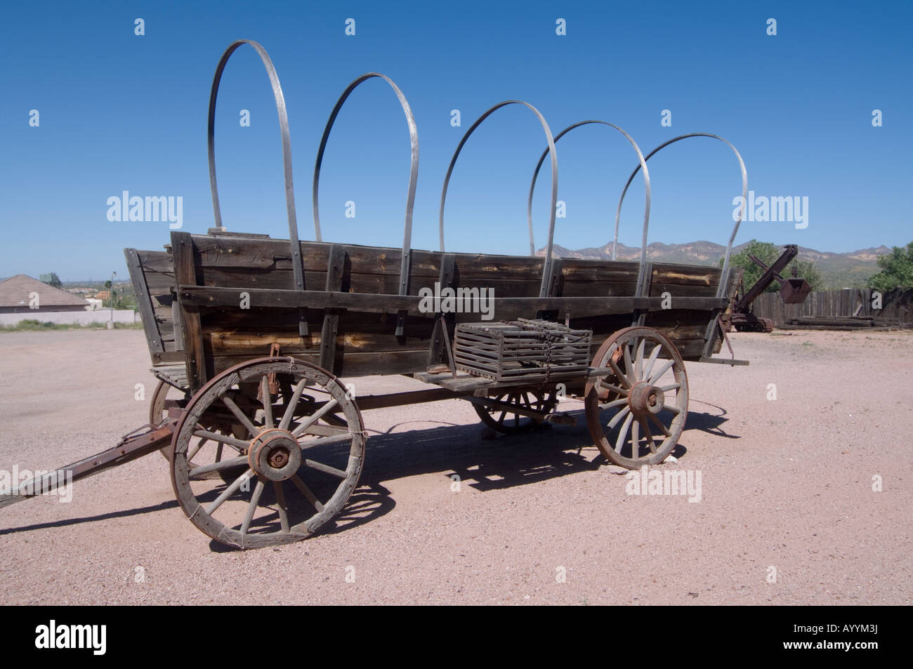 Old Covered Wagon Arizona USA Stock Photo Alamy