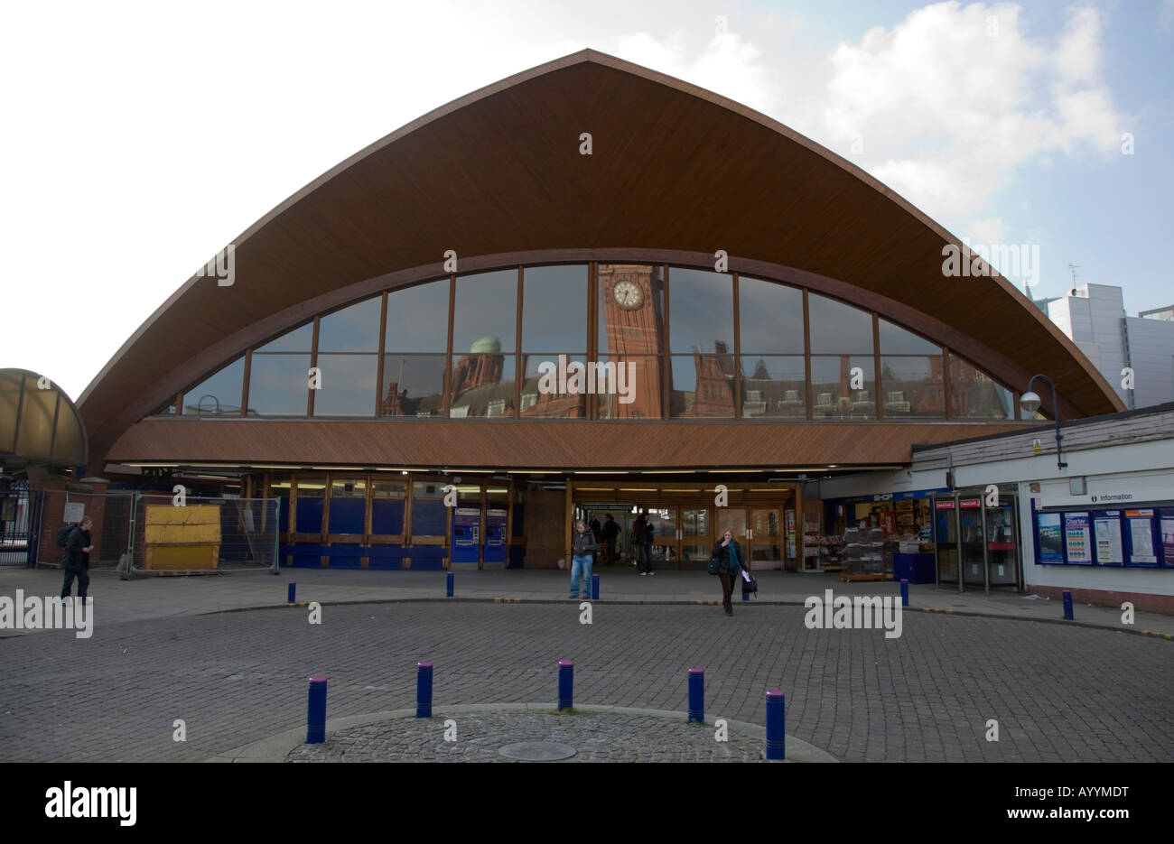 Oxford Road railway station with Palace Hotel tower reflected in the