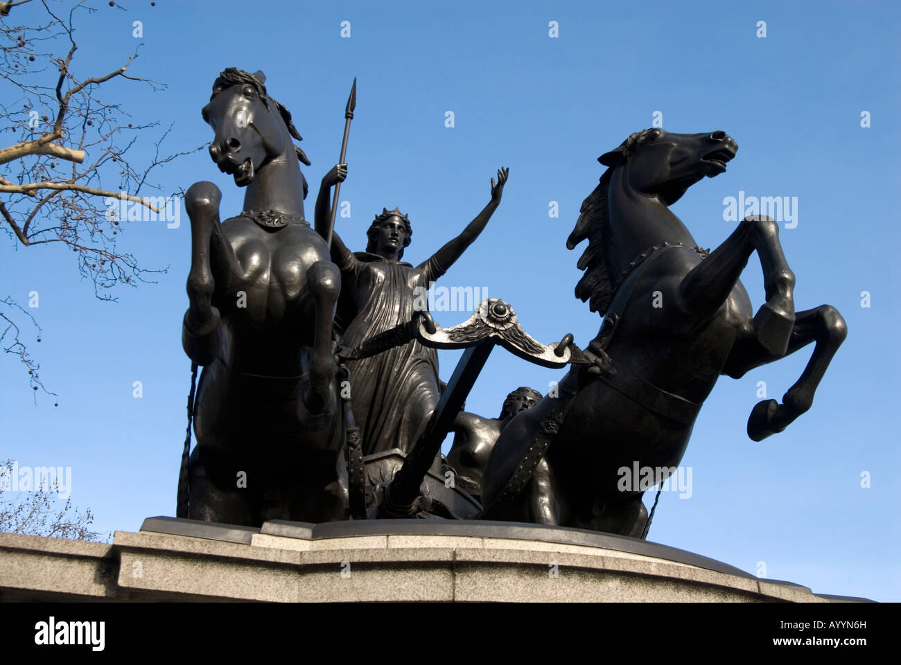 Statue of Boudica on her chariot near Westminster Pier London England UK Stock Photo