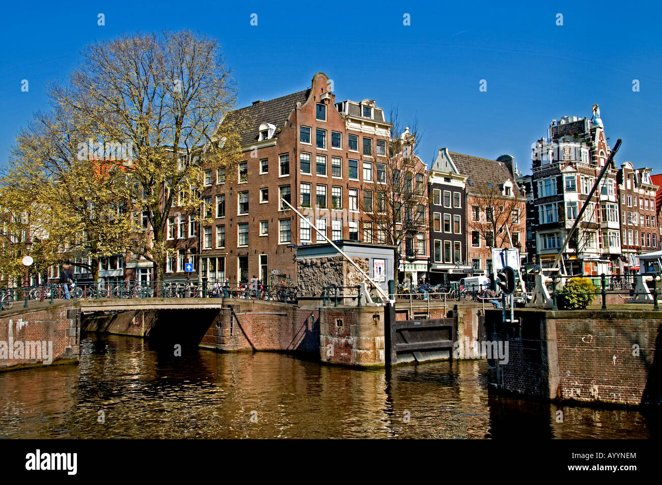 Amsterdam Holland The Netherlands Nederland Dutch City Architecture Typical Town Centre Monument Stock Photo