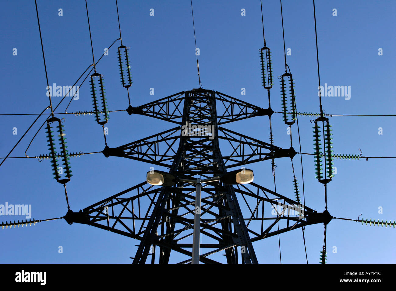 High voltage electricity tower in France Stock Photo Alamy