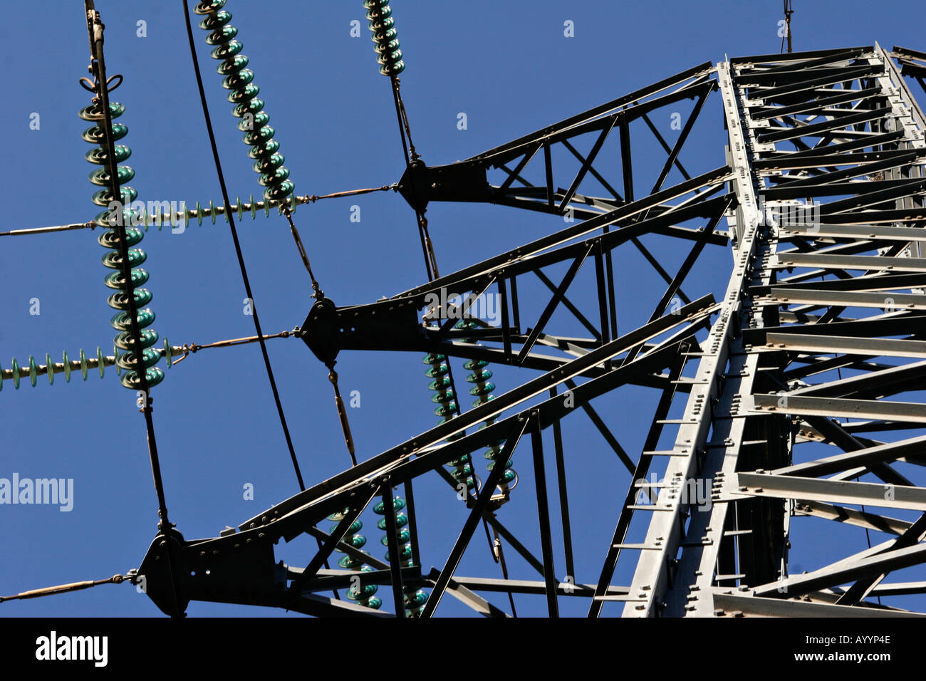 High voltage electricity tower in France Stock Photo Alamy