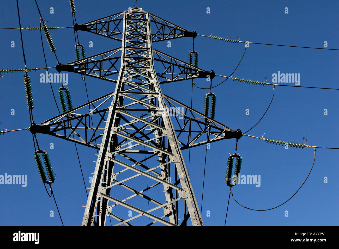 High voltage electricity tower in France Stock Photo Alamy