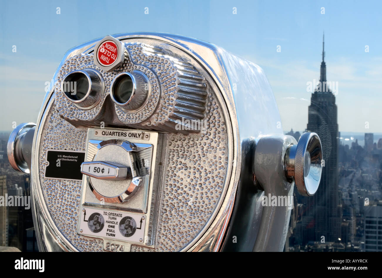longrange binoculars with a view of the Empire State Building in New