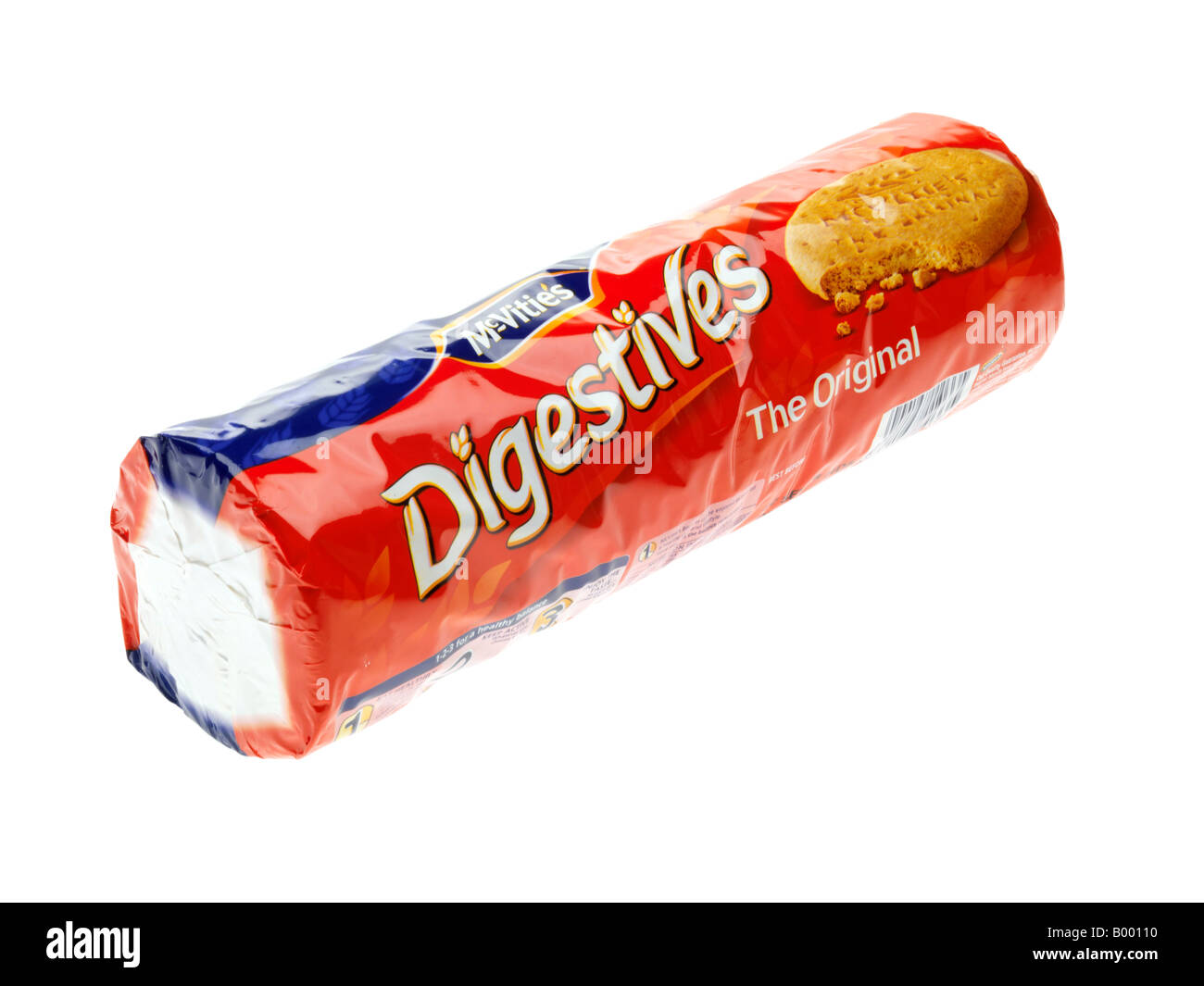 Branded Packet Of Original Plain McVitie's Digestive Biscuits Isolated Against A White Background With A Clipping Path and No People Stock Photo