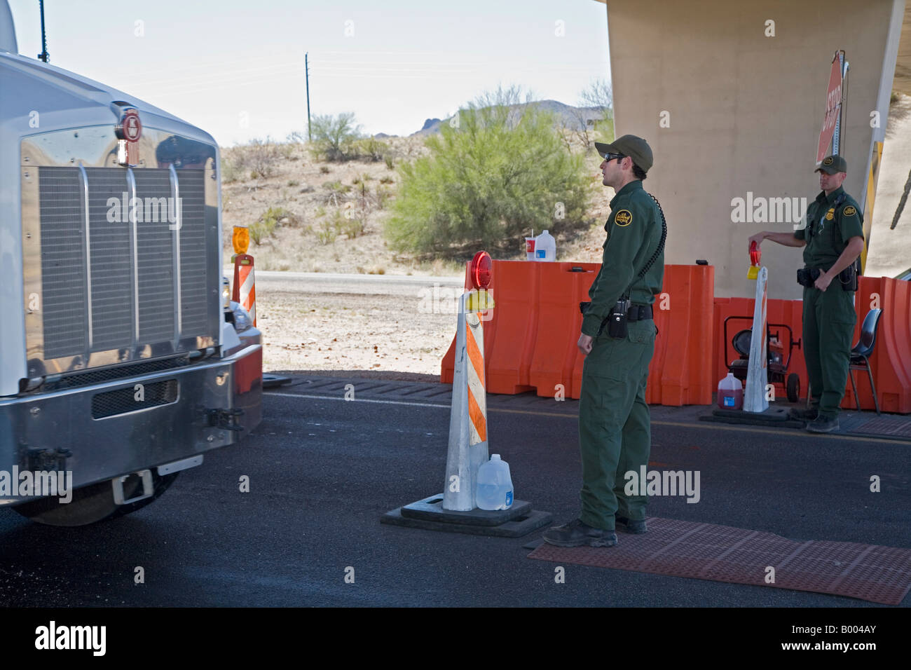 US Border Patrol Checkpoint on Interstate Highway in Arizona Stock Photo