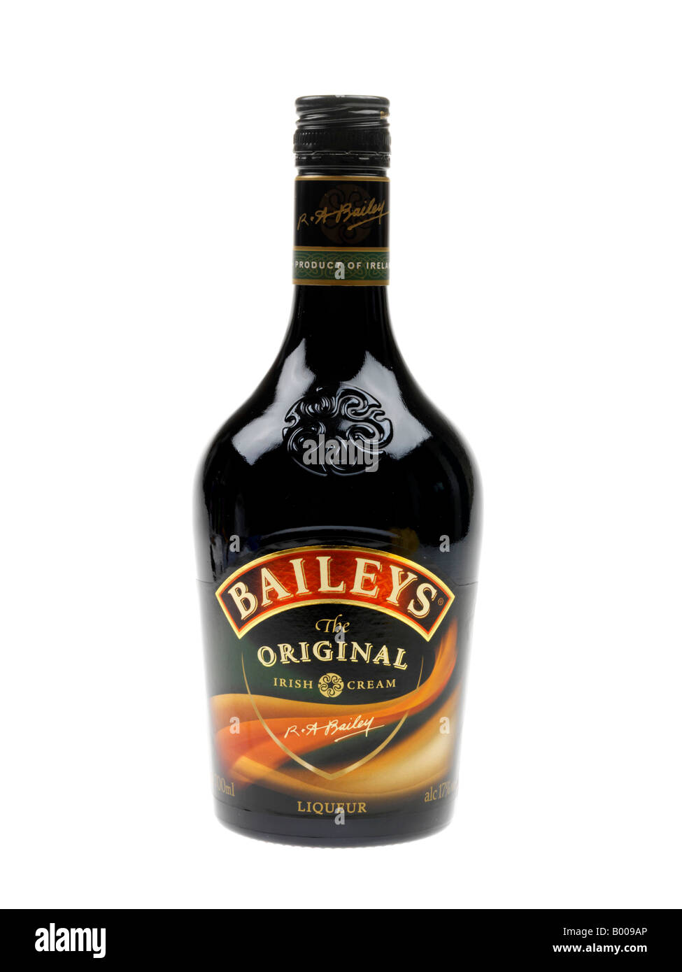 Bottle Of Baileys Original Irish Cream Liqueur Isolated Against A White Background With A Clipping Path And No People In Manufacturers Branding Stock Photo
